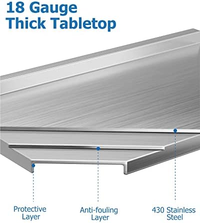 רידהוף נירוסטה שולחן עבודה 60 x 24 עם Shellshelf & Backsplash, [NSF מוסמך] [כבד] שולחן הכנה למטבח